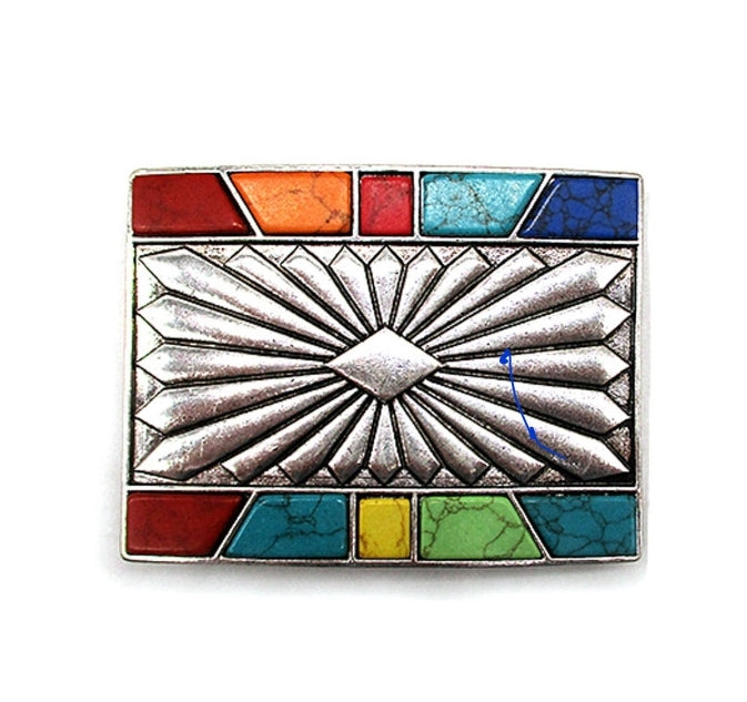 Multi-colored Stone Belt Buckle