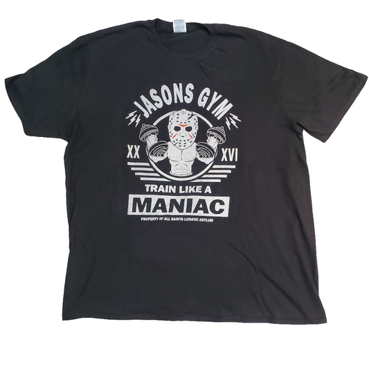 Jason's Gym Train Like a Maniac 2XL tshirt
