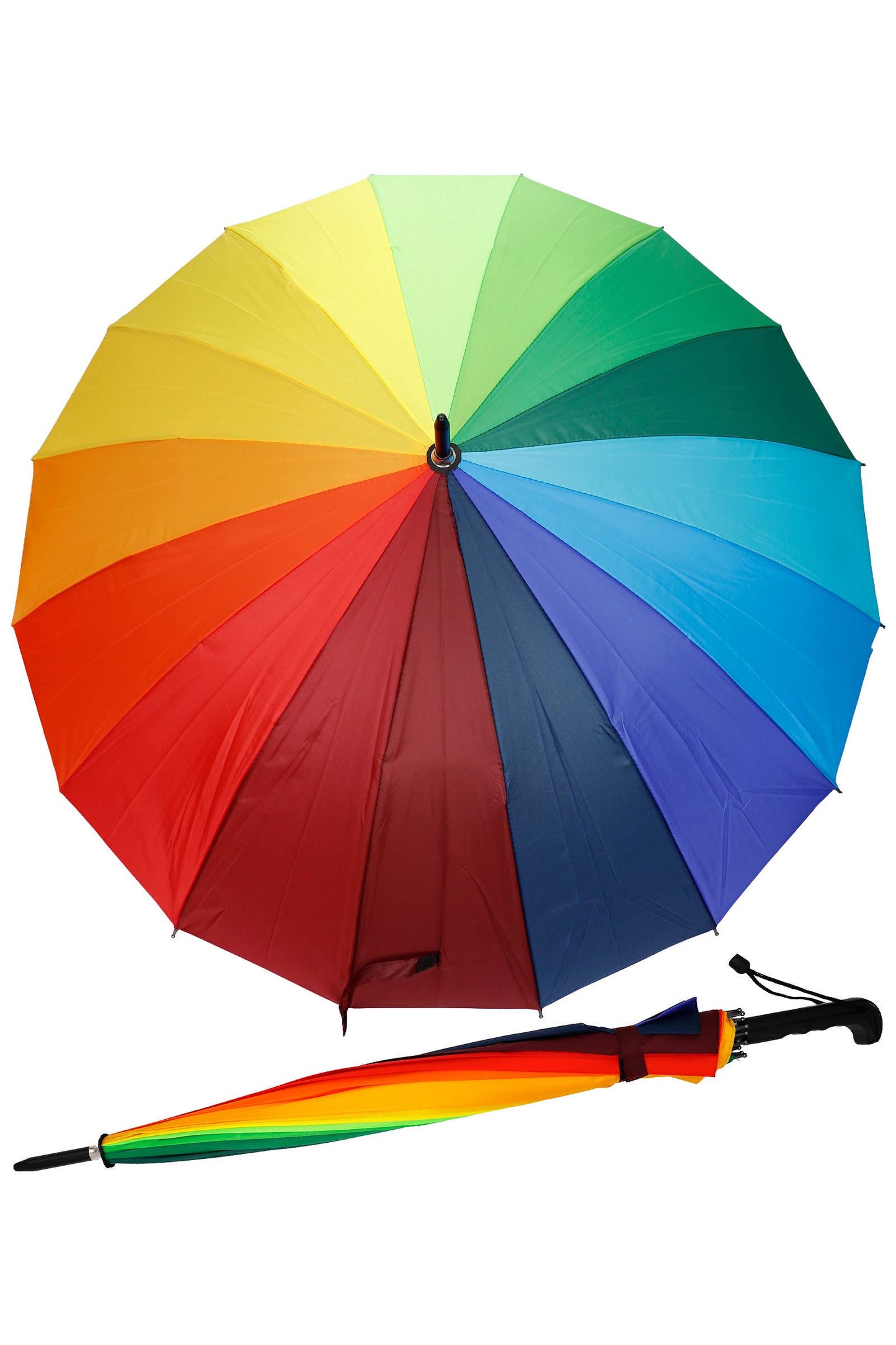 Rainbow 16 Panel Auto Open-fold Umbrella: AS SHOWN / ONE SIZE