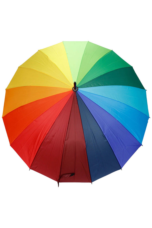 Rainbow 16 Panel Auto Open-fold Umbrella: AS SHOWN / ONE SIZE