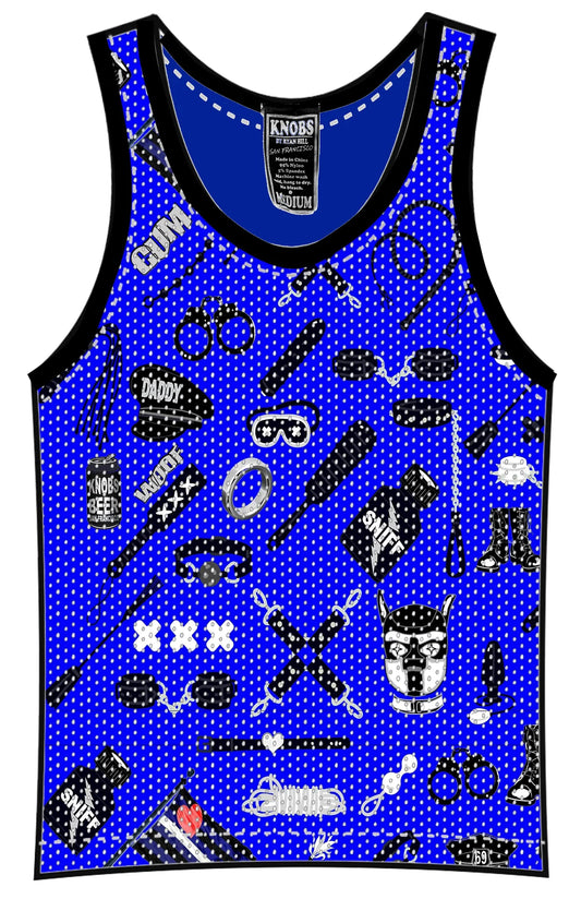 Knobs of San Francisco "Ryan Hill" Blue Mesh Fetish Gear Tank Top XL Only Available