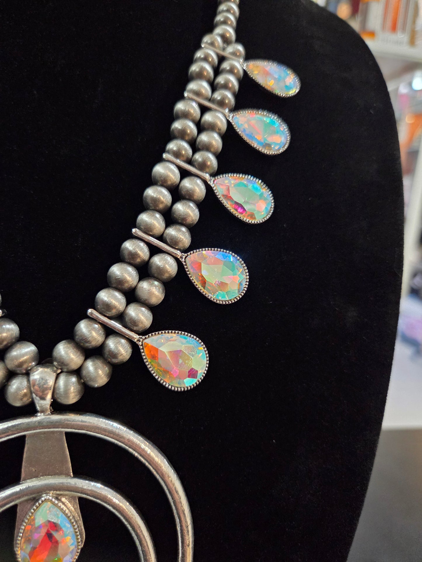 Incandescent Glass necklace with matching earrings