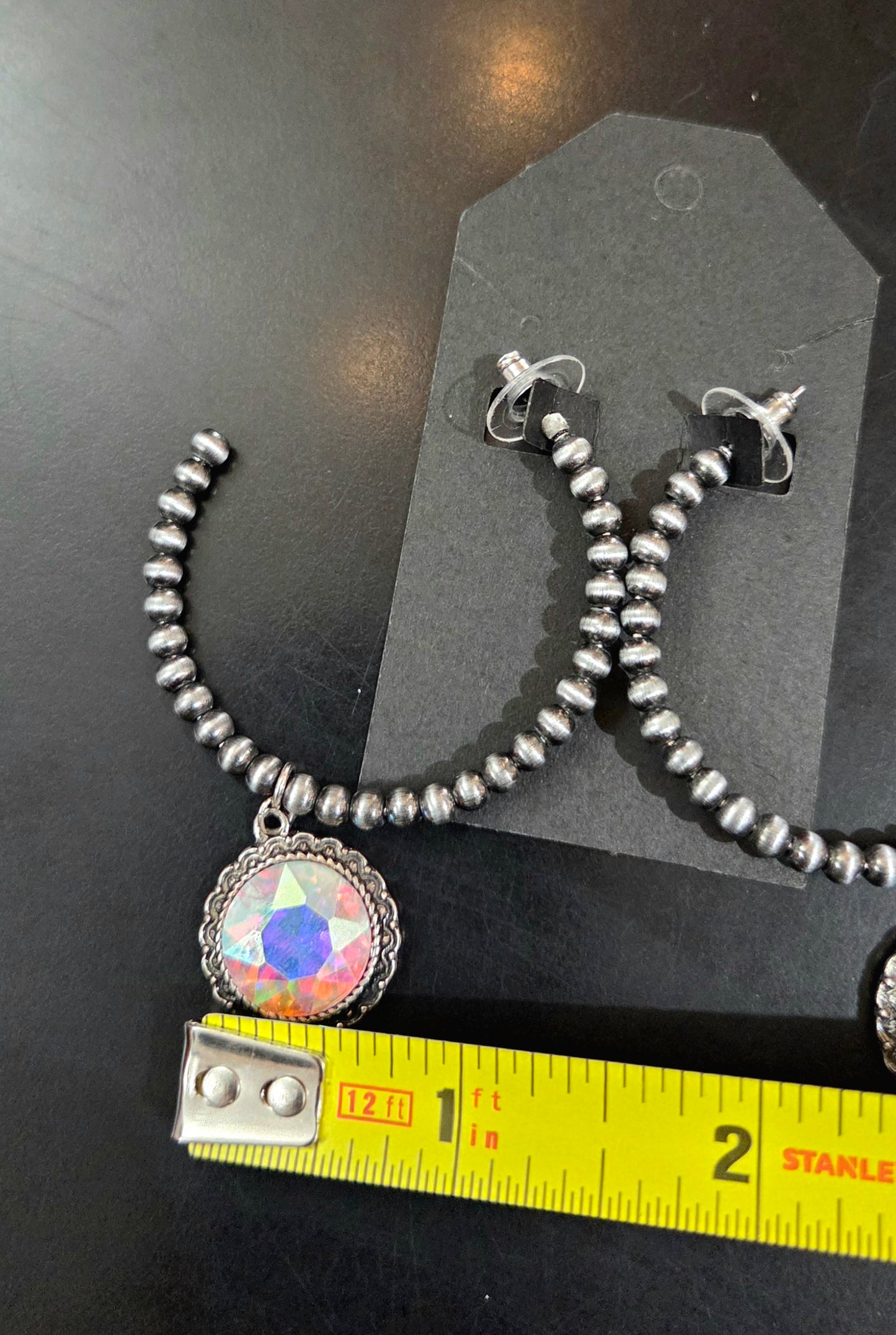 Hoop Earring with Incandescent Glass Crystal Pendant