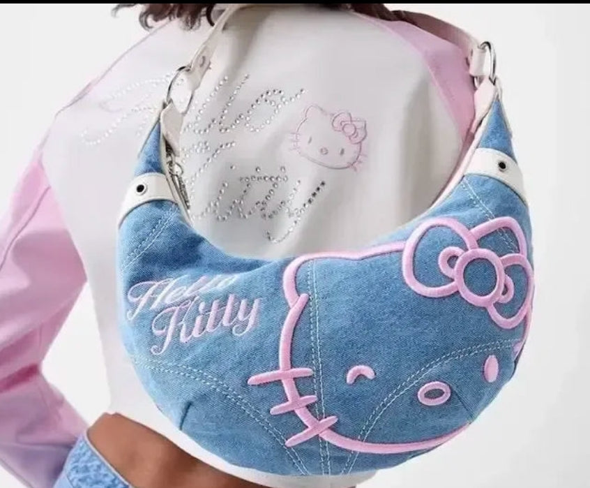 Denim Hello Kitty armpit bag-purse