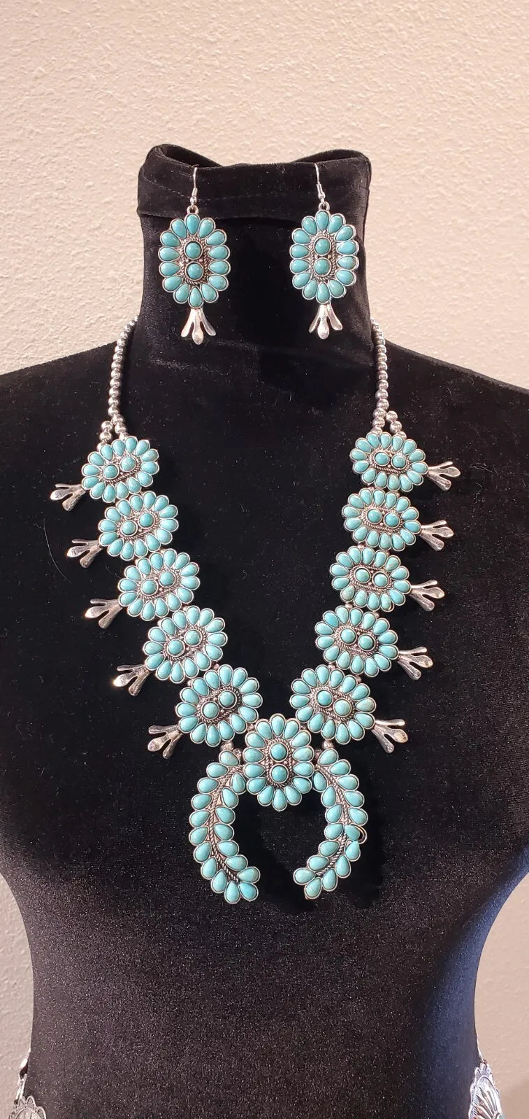 Faux Squash Blossom and Matching Earring Set